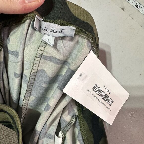 NWT White Birch Camo Camouflage High Waist Bell Bottom Flare Leggings Large Gree - Picture 4 of 13